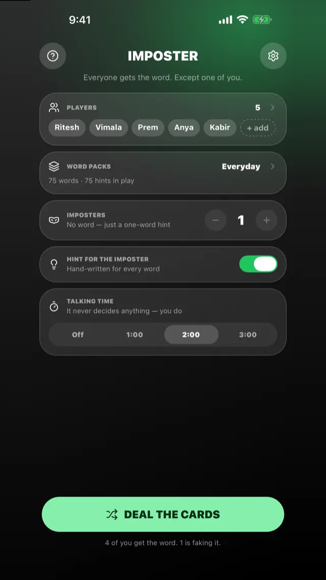 Imposter — setup